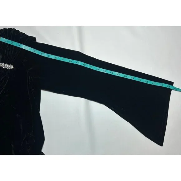 Xscape By Joanna Chen Black Velvet Off-Shoulder Top Lg Elegant Cocktail Party - Picture 8 of 9